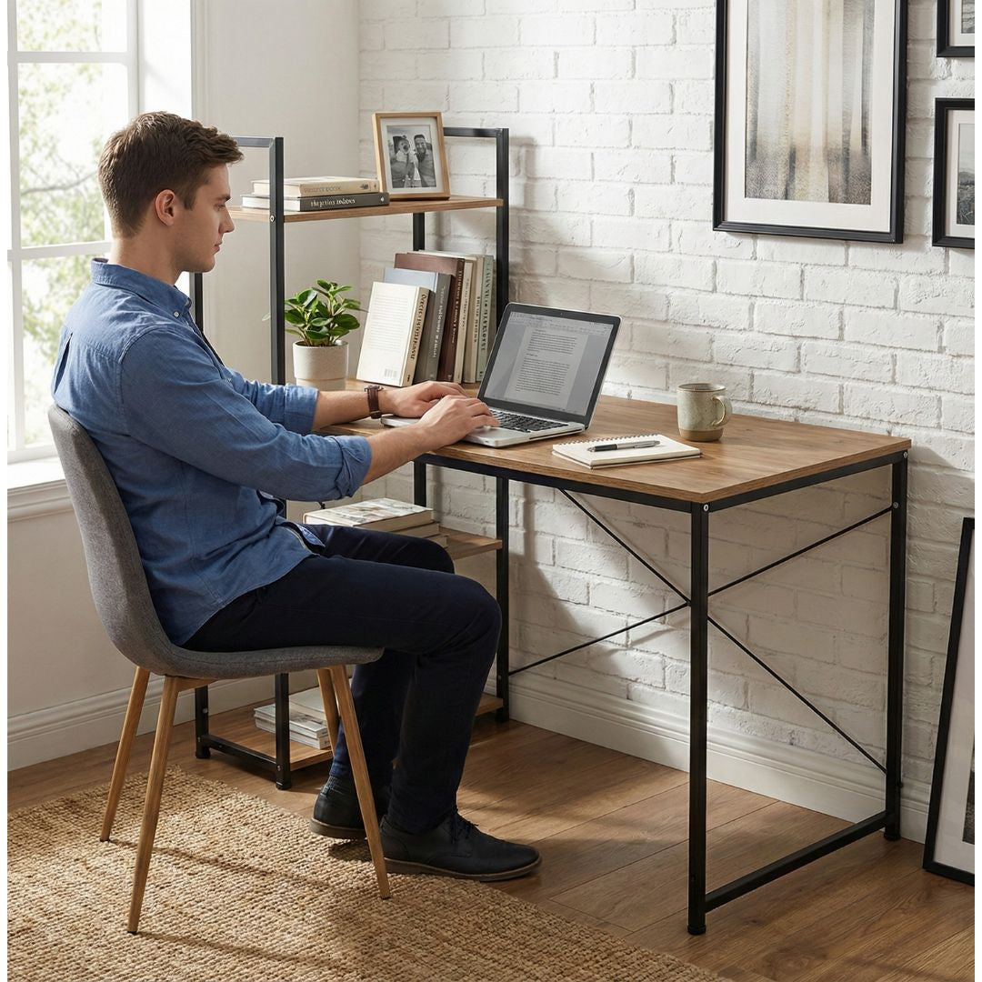 Escritorio con Estanterías de Madera