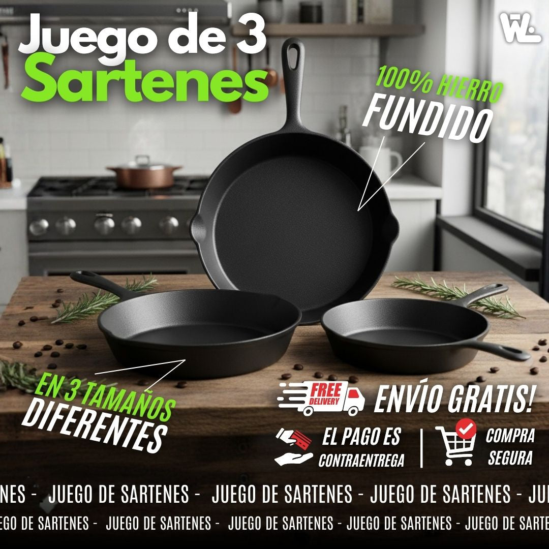 Juego X3 Sartenes de Hierro Fundido Originales