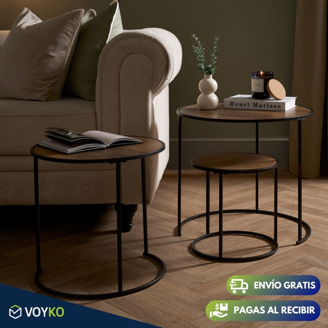 Juego de 3 Mesas Modulares de Madera