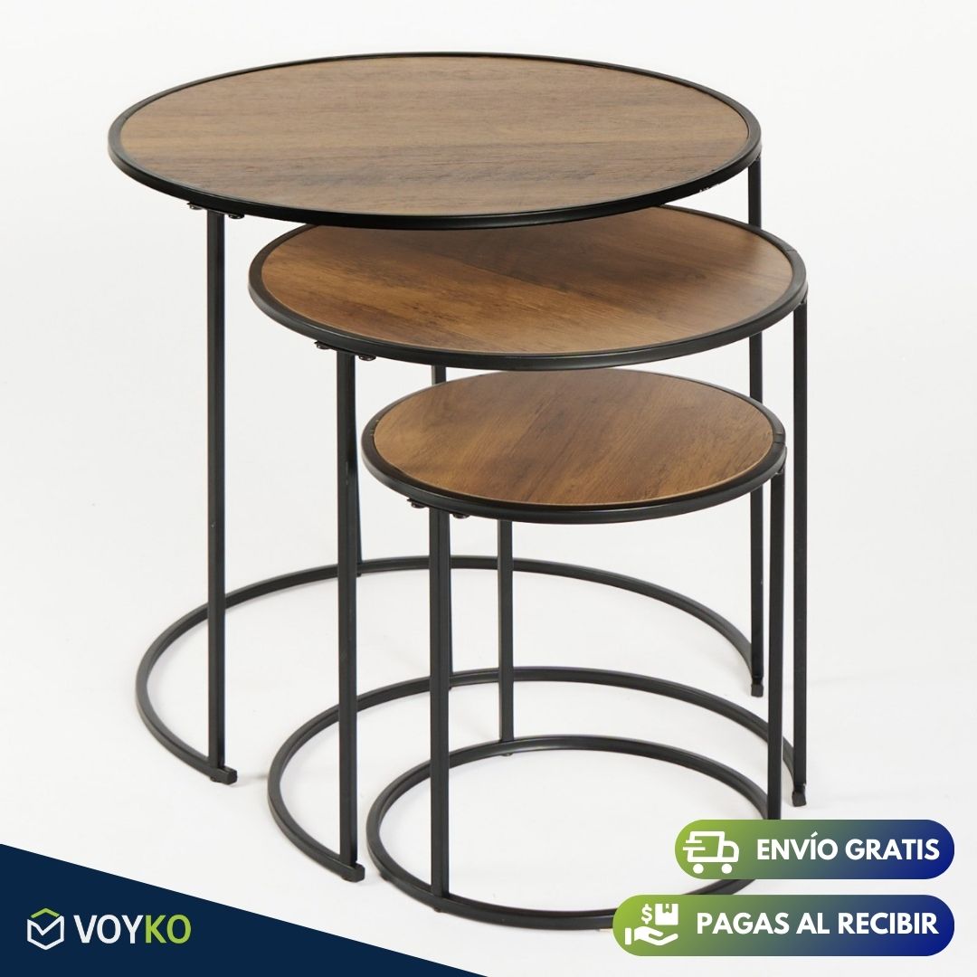 Juego de 3 Mesas Modulares de Madera