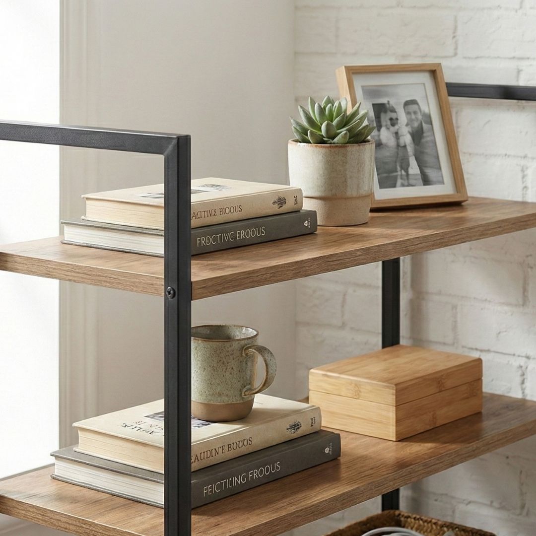 Escritorio con Estanterías de Madera